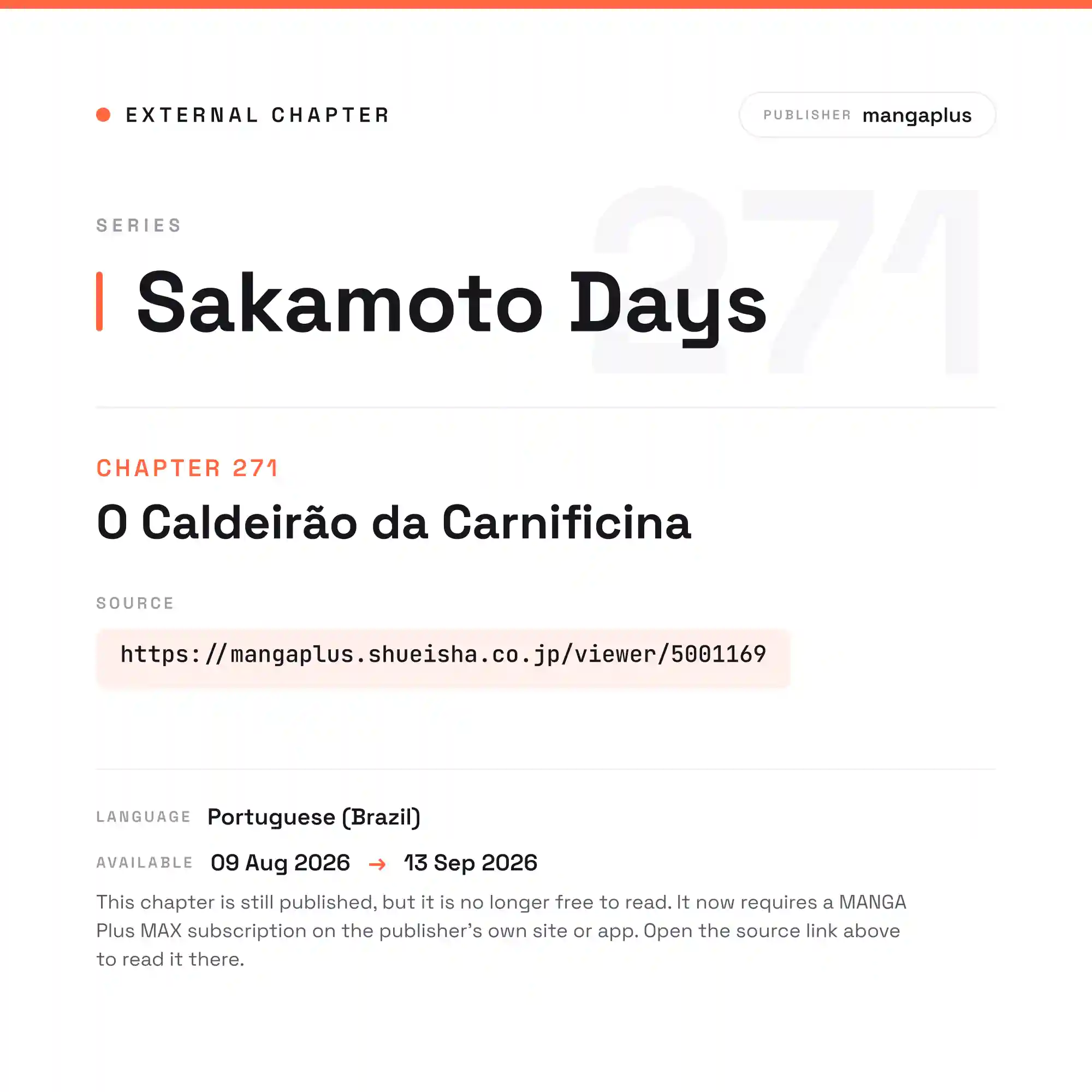 Sakamoto Capítulo 271 Página 1