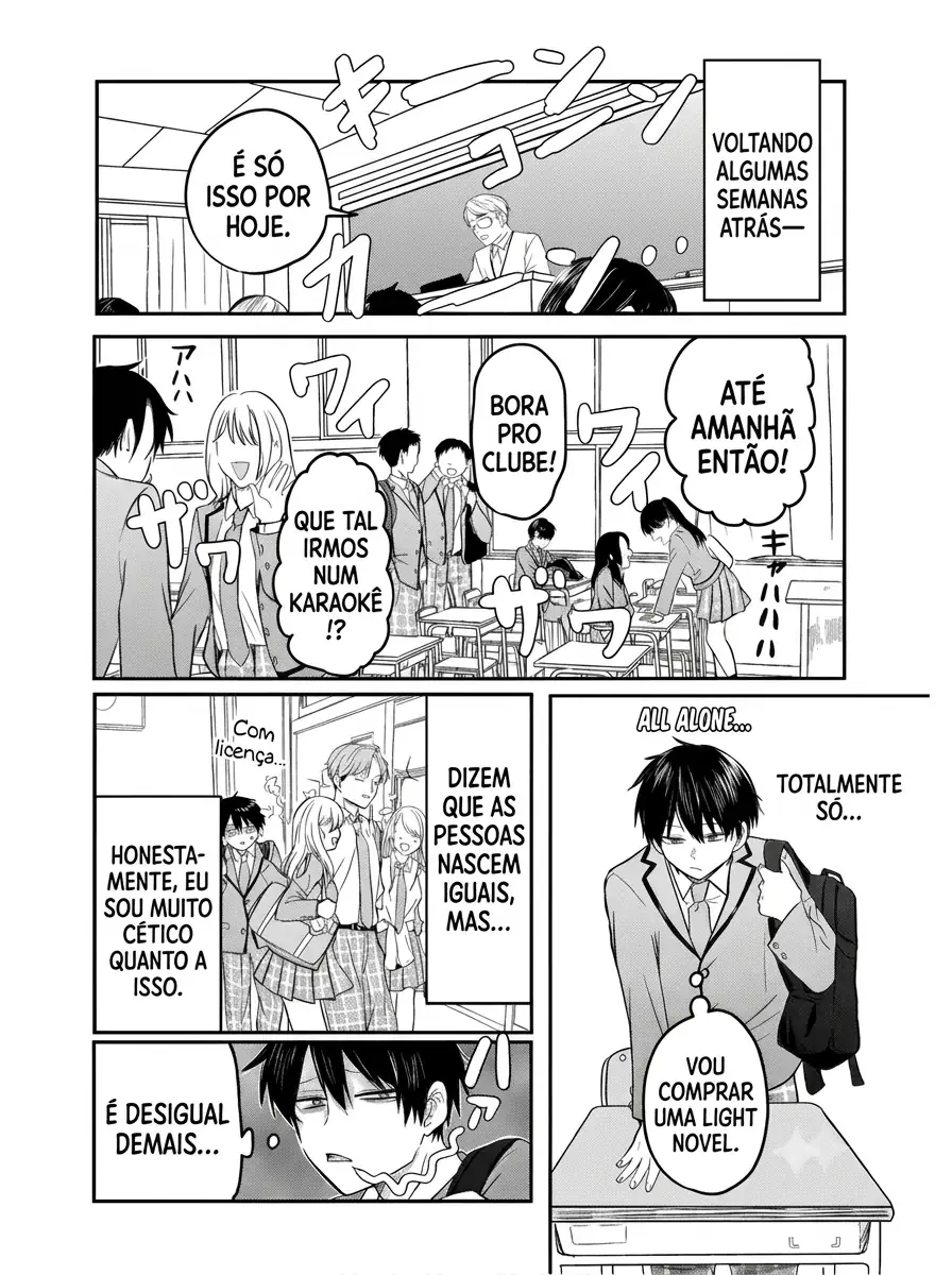 O resultado de eu, um cara comum sem nada, que salvou as belas irmãs gêmeas arriscando a vida, na verdade sendo um yandere, acabou deixando as duas realmente irritadas Capítulo 1 Página 4