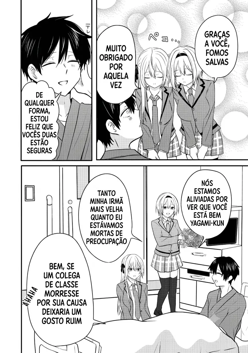 O resultado de eu, um cara comum sem nada, que salvou as belas irmãs gêmeas arriscando a vida, na verdade sendo um yandere, acabou deixando as duas realmente irritadas Capítulo 1 Página 28