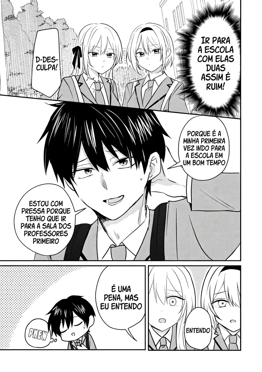 O resultado de eu, um cara comum sem nada, que salvou as belas irmãs gêmeas arriscando a vida, na verdade sendo um yandere, acabou deixando as duas realmente irritadas Capítulo 2 Página 12