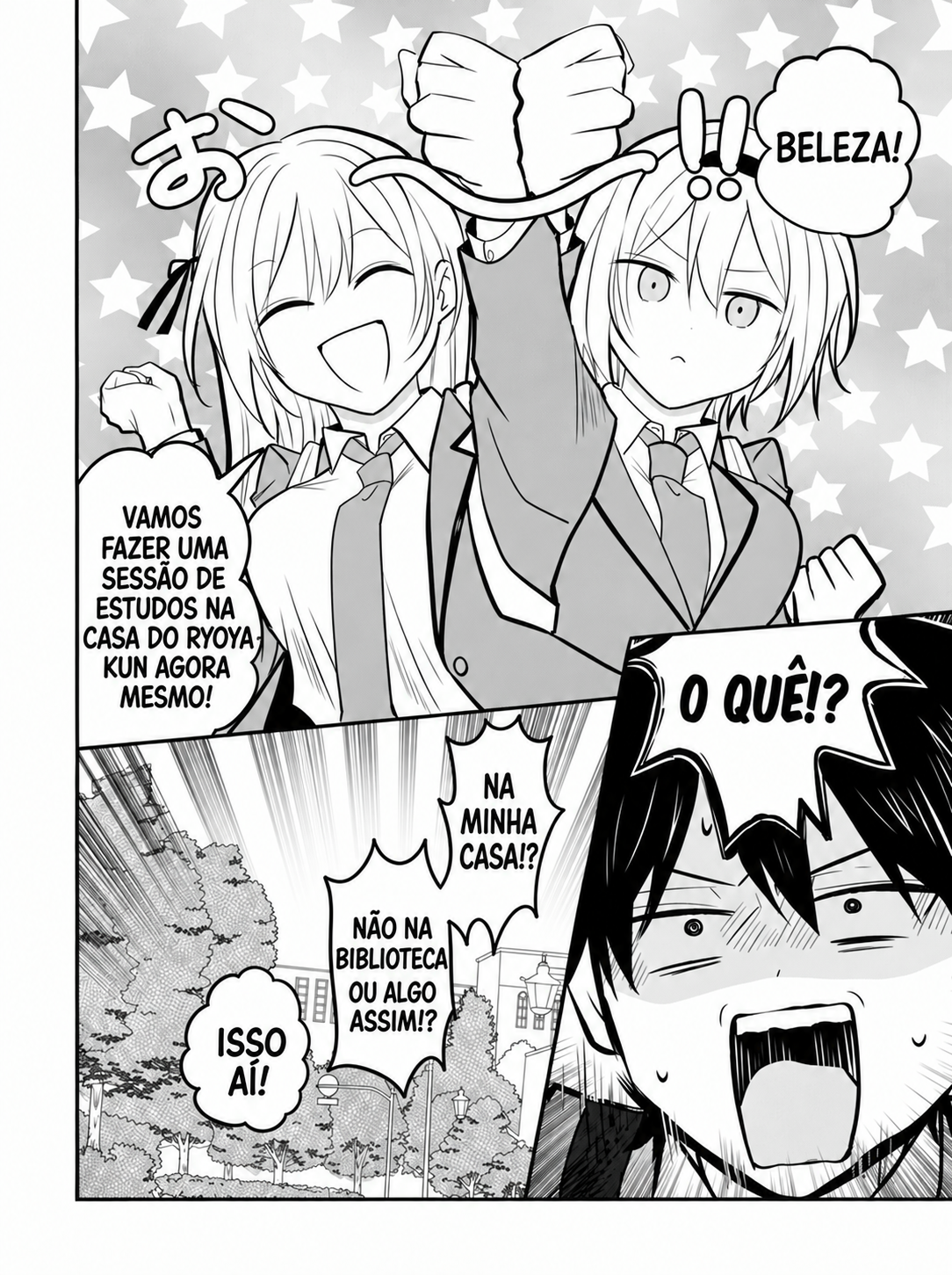 O resultado de eu, um cara comum sem nada, que salvou as belas irmãs gêmeas arriscando a vida, na verdade sendo um yandere, acabou deixando as duas realmente irritadas Capítulo 3 Página 15