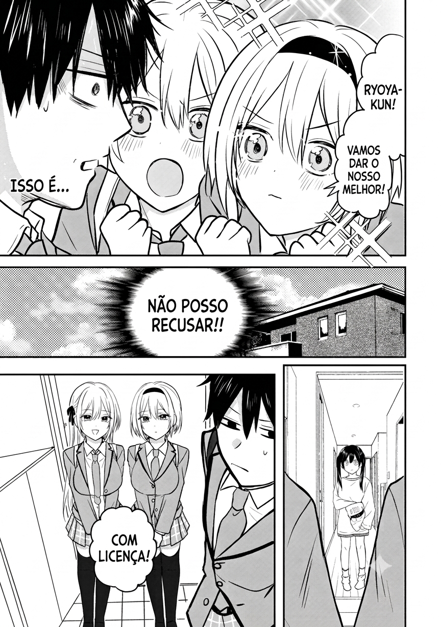 O resultado de eu, um cara comum sem nada, que salvou as belas irmãs gêmeas arriscando a vida, na verdade sendo um yandere, acabou deixando as duas realmente irritadas Capítulo 3 Página 16