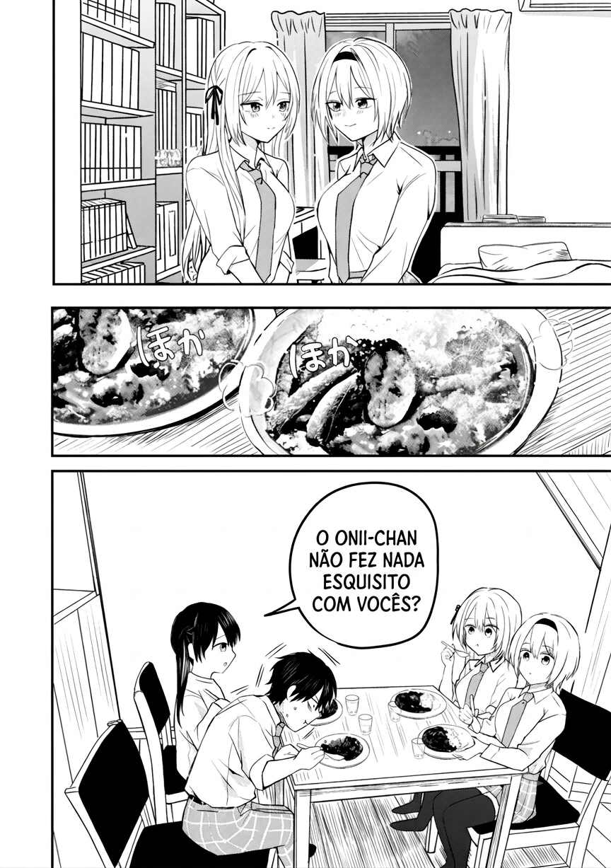 O resultado de eu, um cara comum sem nada, que salvou as belas irmãs gêmeas arriscando a vida, na verdade sendo um yandere, acabou deixando as duas realmente irritadas Capítulo 3 Página 29