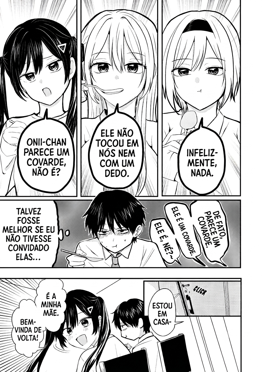 O resultado de eu, um cara comum sem nada, que salvou as belas irmãs gêmeas arriscando a vida, na verdade sendo um yandere, acabou deixando as duas realmente irritadas Capítulo 3 Página 30