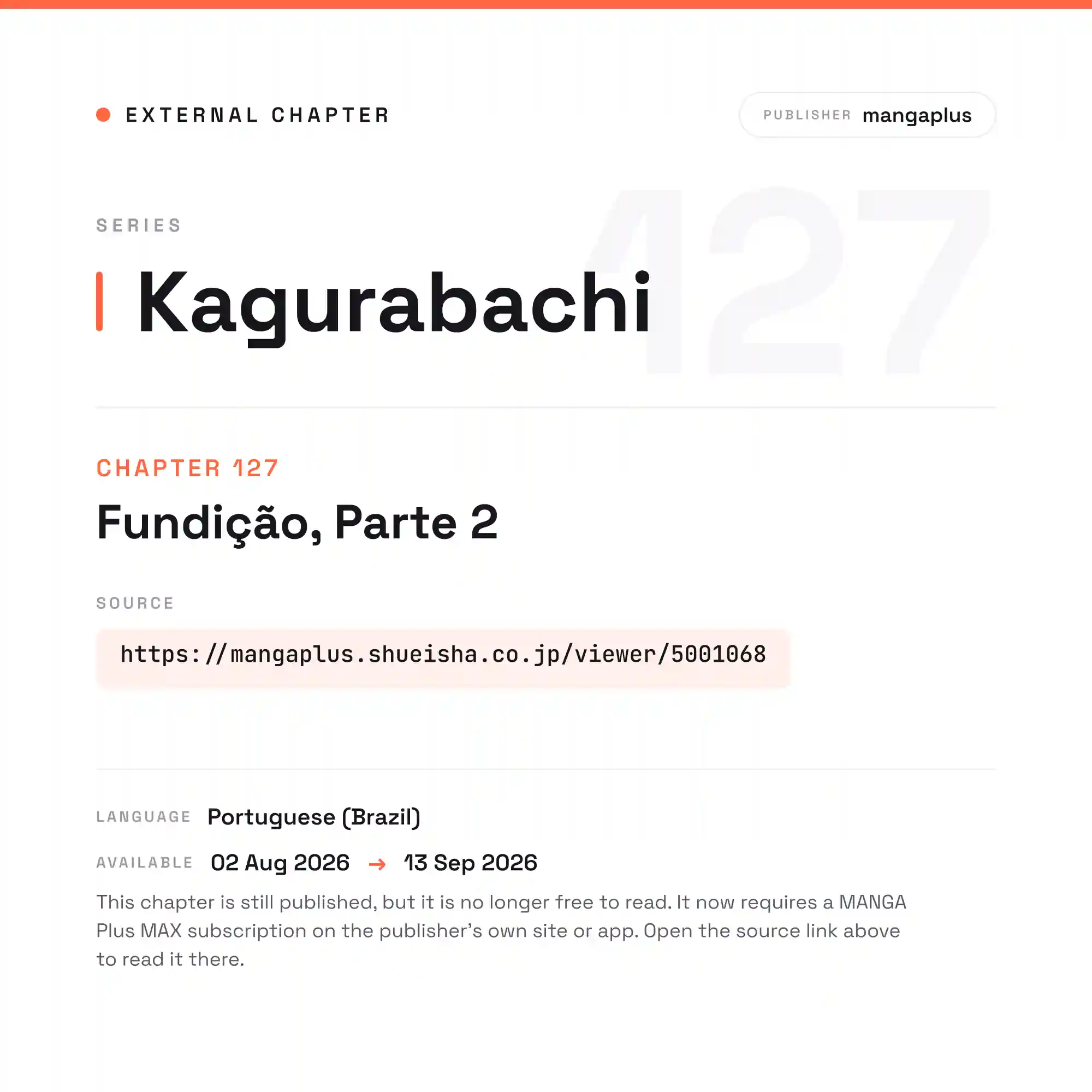 Kagurabachi Capítulo 127 Página 1